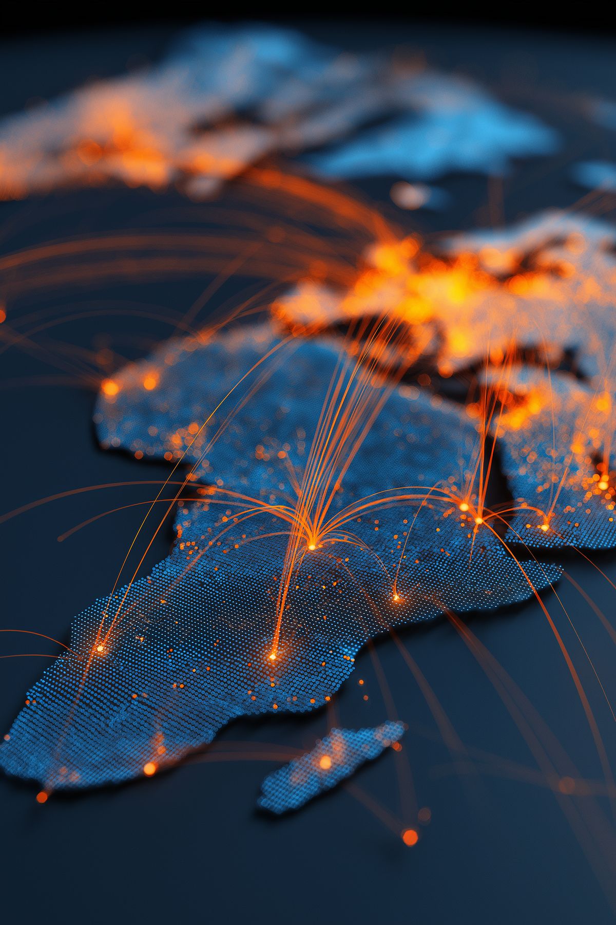 Digital network map of Africa representing Remat Technologies' pan-African footprint